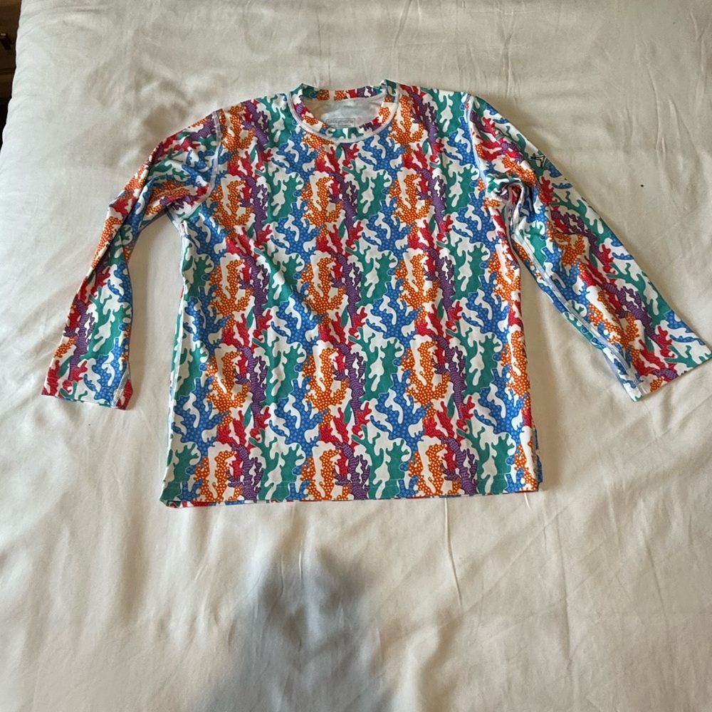 Bitty Fish - Colorful Coral Print- Women’s Rash Guard - Large